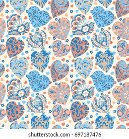 Colorful hears seamless vector pattern.