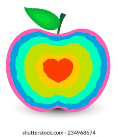 Colorful Heart Apple Vector