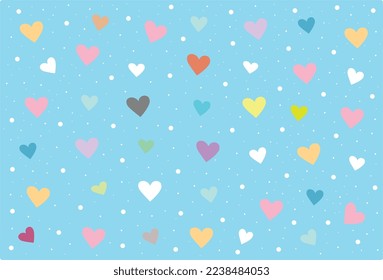 colorful heart with blue background and white spot. Hand drawn abstract illustration. vector abstract heart design.