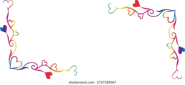 Colorful heart border frame rainbow