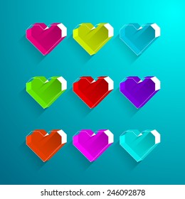 Colorful heart box style.Valentine heart symbol.vector illustration