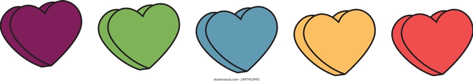 colorful heart cartoon style illustration vector