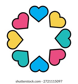 Patrón de círculo de corazón colorido. Amor, romance y símbolo geométrico Abstractas.