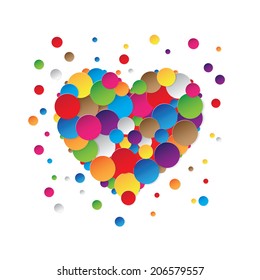 Colorful heart from circle vector design