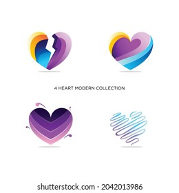 Colorful heart collection logo abstract design