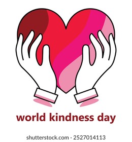 Colorful Heart Cradled by Two Hands for World Kindness Day