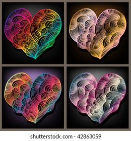 colorful heart drawing set