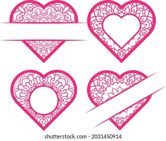 Colorful heart frame monogram collection vector illustration elements