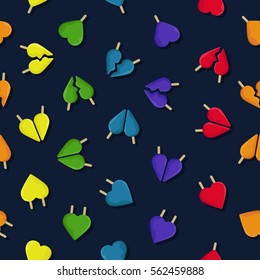 Colorful heart ice pops - vector background