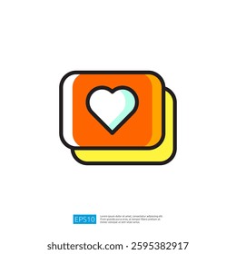 Colorful Heart Icon Symbol Representing Love and Affection with Playful Design on Bright Background