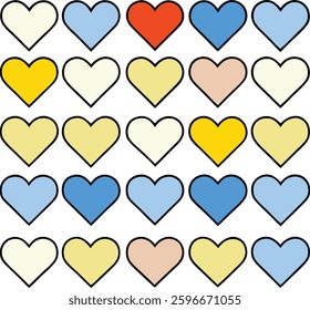 Colorful Heart Icons Set on Cream Background – Vibrant and Aesthetic Heart Designs