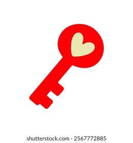 Colorful heart key illustration representing love and romance for design use