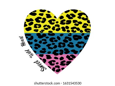 colorful heart leopard design vector