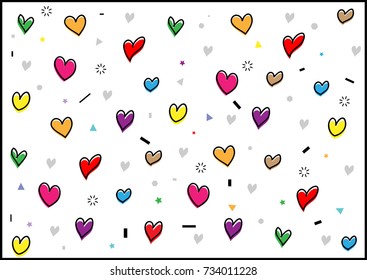 Colorful heart love background pattern - Illustration,geometric Shape, Decor, Symbol, Textile, Tile