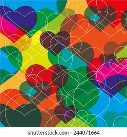 Colorful Heart Love background - Vector Illustration 