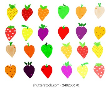Colorful Heart . Colorful love and Tasty love. Love nutrient.