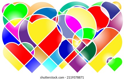 colorful Heart Love vector Abstract white Background 