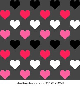 Colorful Heart on grey background seamless pattern suitable for fashion textiles and graphics.