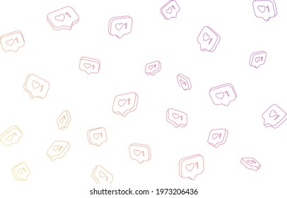 Colorful heart on a white background. Background of outline likes. Social media concept. Vector illustration. EPS 10