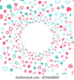 Colorful heart particle tunnel to place your content. Vector illustration.