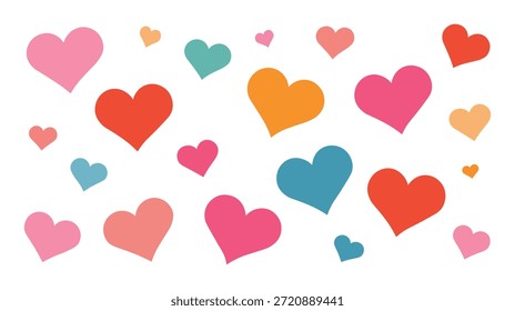 Farbiges Herzmuster Hintergrund Romantische Liebe Flach Vektorgrafik