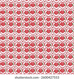 Colorful heart pattern design with various shapes and sizes, perfect for expressing love and affection. This flat design features playful arrangement of hearts in soft tones