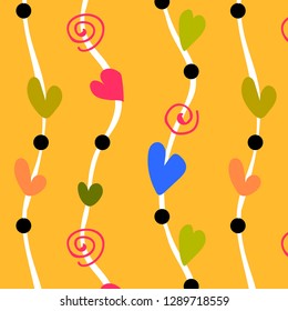 colorful heart pattern on yellow background