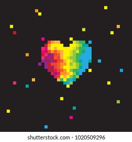 Colorful heart pixel art