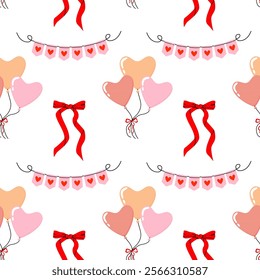 Colorful heart and ribbon pattern perfect for celebrations and festive events