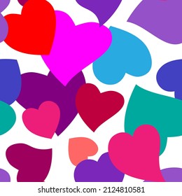 Colorful heart seamless pattern background. 