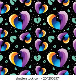 Vector de diseño de patrones sin costura del corazón colorido