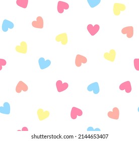 Colorful heart seamless pattern ,love vector in beautiful pastel colors