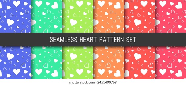 Colorido corazón sin costura patrón conjunto Ilustración vectorial