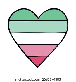 Colorful heart shape Abrosexual pride flag Happy pride day LGBTQ community Pride Month Vector hand drawn doodle for posters, stickers, logo, cards