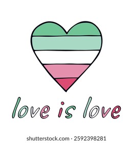 Colorful heart shape Abrosexual pride flag Happy pride day LGBTQIA community Pride Month Vector hand drawn doodle for posters, stickers, logo, cards