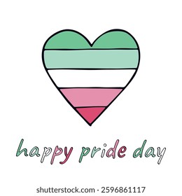 Colorful heart shape Abrosexual pride flag Happy pride day LGBTQIA community Pride Month Vector hand drawn doodle for posters, stickers, logo, cards