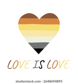 Colorful heart shape Bear brotherhood pride flag Happy pride day LGBTQIA community Pride Month Vector hand drawn doodle for posters, stickers, logo, cards