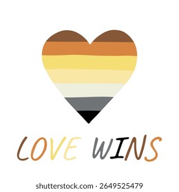 Colorful heart shape Bear brotherhood pride flag Happy pride day LGBTQIA community Pride Month Vector hand drawn doodle for posters, stickers, logo, cards