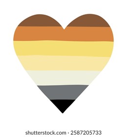 Colorful heart shape Bear pride flag Happy pride day LGBTQ community Pride Month Vector hand drawn doodle for posters, stickers, logo, cards