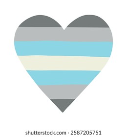 Colorful heart shape Demiboy pride flag Happy pride day LGBTQ community Pride Month Vector hand drawn doodle for posters, stickers, logo, cards