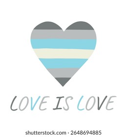 Forma do coração colorido Bandeira do orgulho Demiboy Feliz dia do orgulho LGBTQIA comunidade Orgulho Mês do Orgulho Desenho à mão desenhado doodle para cartazes, adesivos, logotipo, cartões