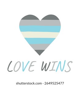 Colorful heart shape Demiboy pride flag Happy pride day LGBTQIA community Pride Month Vector hand drawn doodle for posters, stickers, logo, cards