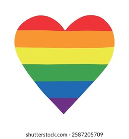 Colorful heart shape Gay pride flag Happy pride day LGBTQ community Pride Month Vector hand drawn doodle for posters, stickers, logo, cards