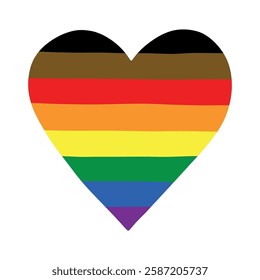 Colorful heart shape Gay pride flag Happy pride day LGBTQ community Pride Month Vector hand drawn doodle for posters, stickers, logo, cards