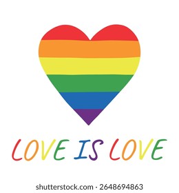Forma de coração colorido Bandeira do orgulho gay Dia do orgulho feliz comunidade LGBTQIA Mês do orgulho Vetor mão desenhada rabiscar para cartazes, adesivos, logotipo, cartões