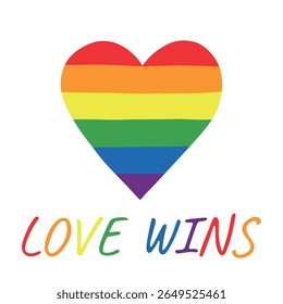 Forma de coração colorido Bandeira do orgulho gay Dia do orgulho feliz comunidade LGBTQIA Mês do orgulho Vetor mão desenhada rabiscar para cartazes, adesivos, logotipo, cartões