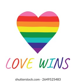 Colorful heart shape Gay pride flag Happy pride day LGBTQIA community Pride Month Vector hand drawn doodle for posters, stickers, logo, cards