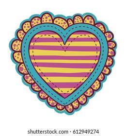 colorful heart shape with lines pattern with decorative borders vector illustration