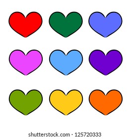 colorful heart shape for love hand-drawn symbol design. freehand sketch