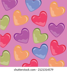Colorida Forma de Corazón Patrón de Amor Vector de San Valentín Ilustración